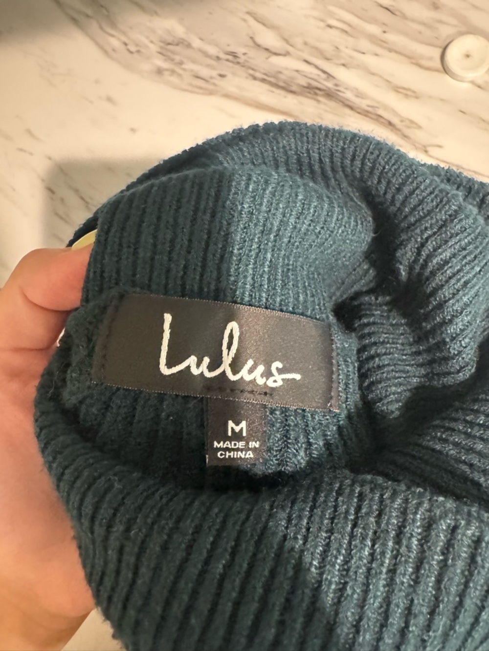 Lulu's Dark Green Ribbed Turtleneck Midi Dress - Picture 3 of 3